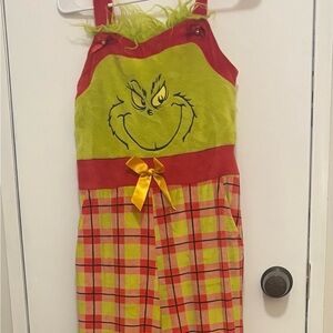Grinch Plaid Jumpsuit with Red and Green Accents